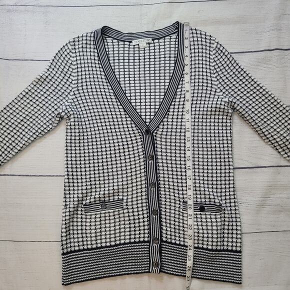 Pendleton Size M Black White Button Cardigan V-Neck Grid Check Preppy Knit - Picture 5 of 10